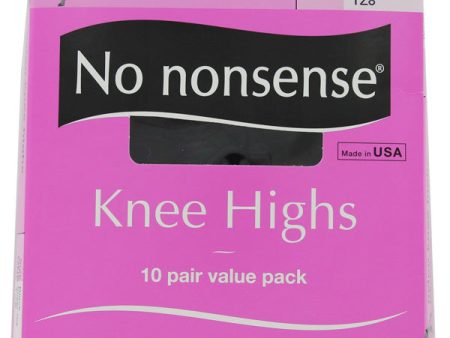 NO NONSENSE - Knee Highs Nylon Sheer Toe Size One Black - 10 Pair For Cheap