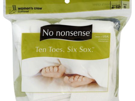 NO NONSENSE - Women s Cushioned Crew Socks White - 6 Pairs Online Sale